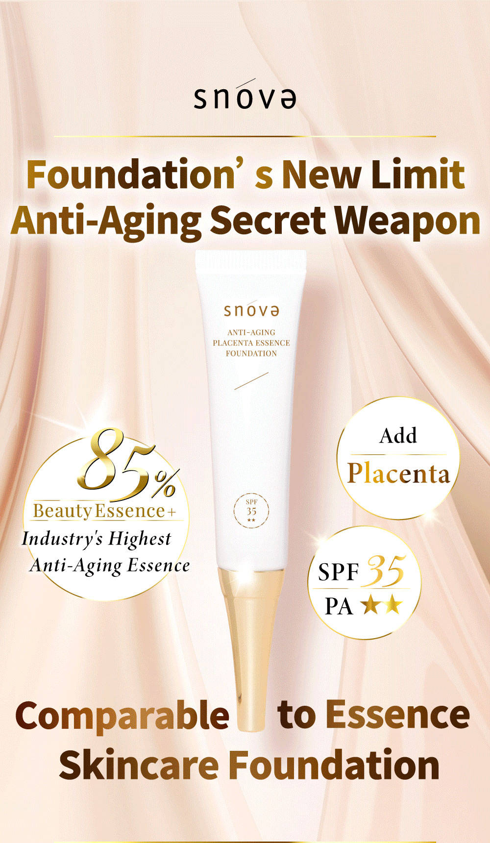 AUTHENTIC SNOVA Snova Placenta Essence Foundation 15ml / Snova 胎盤素精華粉底液 15ml